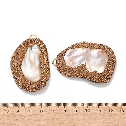 Rack Plating Brass Topaz Rhinestone Big Pendants&nbsp;KK-K362-09G