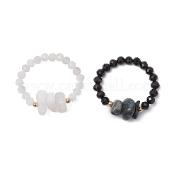 Natural Gemstone Beaded Finger Rings&nbsp;RJEW-TA00190