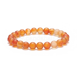 Natural Carnelian Round Beaded Stretch Bracelet&nbsp;BJEW-JB08644