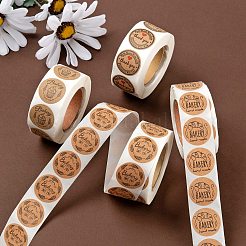 8 Rolls 4 Style Bake Theme Self-Adhesive Kraft Paper Stickers&nbsp;DIY-LS0003-42