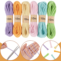 6 Bunldes 6 Colors Braided Polycotton Round Twine&nbsp;OCOR-CY0004-24A
