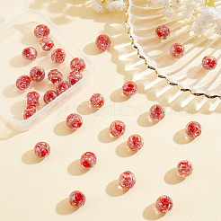 1Strand Handmade Inner Flower Gold Sand Lampwork Round Bead Strands&nbsp;LAMP-OC0001-41