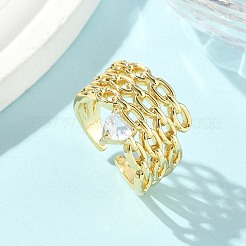 Brass Micro Pave Cubic Zirconia Cuff Rings&nbsp;RJEW-D307-03G