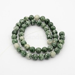 Natural Green Spot Jasper Round Bead Strands&nbsp;G-P070-45-6mm