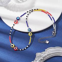 Resin and Glass Seed Bead Necklaces&nbsp;NJEW-MZ00029