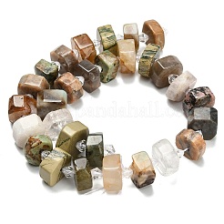 Natural Yellow Hematoid Quartz & White Moonstone & Quartz Crystal & Green Opal & Multi-Moonstone & Rhodonite Beads Strands&nbsp;G-L642-H07-01
