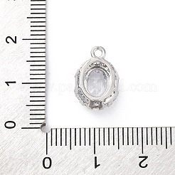 Brass Micro Pave Clear Cubic Zirconia Pendants&nbsp;KK-Z084-09P-01