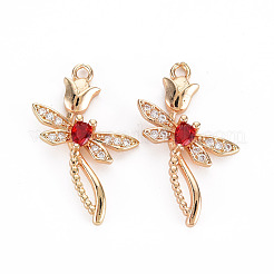 Rack Plating Brass Micro Pave Clear Cubic Zirconia Pendants&nbsp;X-KK-T060-66C-RS