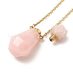 Openable Faceted Natural & Synthetic Mixed Stone Perfume Bottle Pendant Necklaces for Women&nbsp;NJEW-F296-03G
