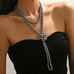 French Style 8MM Round Plastic Imitation Pearl Beaded Long Necklaces for Women&nbsp;EA7399-4