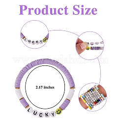 10Pcs 10 Style Encourage Word Polymer Clay Heishi Surfer Stretch Bracelets Set with Heart&nbsp;BJEW-SW00041