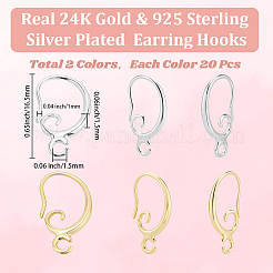 40Pcs 2 Colors Brass Earring Hooks&nbsp;KK-BBC0022-96