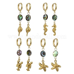 Ocean 304 Stainless Steel and Paua Shell Dangle Earrings&nbsp;EJEW-JE07109