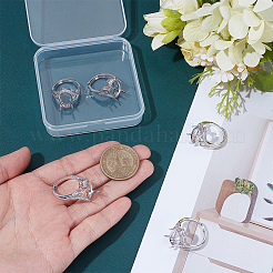 5Pcs Adjustable Brass Micro Pave Clear Cubic Zirconia Solitaire Ring Settings&nbsp;ZIRC-UN0001-18