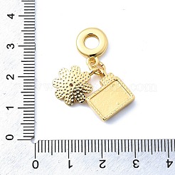 Brass Micro Pave Clear Cubic Zirconia European Dangle Charms&nbsp;KK-F904-21G