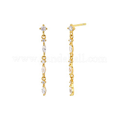 Flat Round with Horse Eye Tassel 925 Sterling Silver Clear Cubic Zirconia Stud Earrings&nbsp;FS-WGBB41B-02