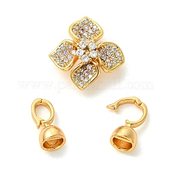 SHEGRACE Brass Micro Pave Clear Cubic Zirconi Fold Over Clasps&nbsp;XGRQ6B151-888G