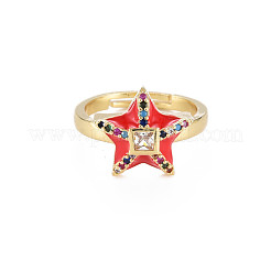 Adjustable Brass Micro Pave Colorful Cubic Zirconia Finger Rings&nbsp;RJEW-S044-166-NF