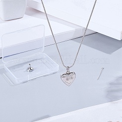 1Pc Stainless Steel Paw Print Heart Urn Ashes Pendant Necklaces&nbsp;NJEW-CN0001-15P