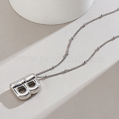 1pc Brass Chain with Alloy Letter Pendants Necklaces&nbsp;NJEW-LP0001-41B-P