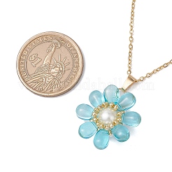 Glass & Glass Pearl Beads Pendants Necklaces for Women&nbsp;NJEW-MZ00106-04
