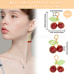 32Pcs Natural Carnelian Round Copper Wire Wrapped Pendants&nbsp;G-BBC0001-63