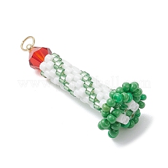 3Pcs Glass Seed Beaded Christmas Candle Pendants&nbsp;PALLOY-MZ01003