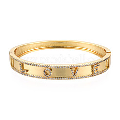 Cubic Zirconia Word Love Hinged Bangle&nbsp;BJEW-N014-021A