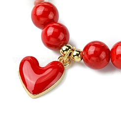 Valentine's Day Natural Dyed Mashan Jade Beaded Stretch Bracelets for Women&nbsp;BJEW-TA00575