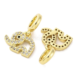 Brass Micro Pave Cubic Zirconia European Dangle Charms&nbsp;KK-D325-11G
