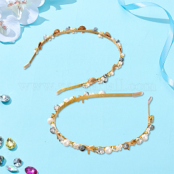 2Pcs 2 Styles Zinc Alloy Rhinestone Hair Bands&nbsp;OHAR-GO0001-14
