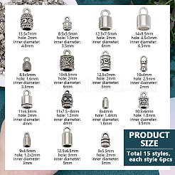 90Pcs 15 Styles Alloy Cord Ends&nbsp;FIND-PH0026-30