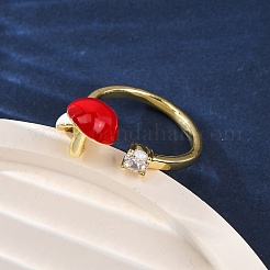 Brass Micro Pave Cubic Zirconia Open Cuff Rings for Women&nbsp;RJEW-U057-26G-01