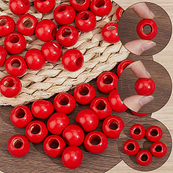50Pcs Spray Painted Wood European Beads&nbsp;WOOD-PA0001-82
