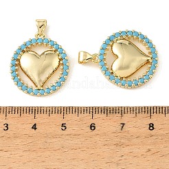 Brass Micro Pave Sky Blue Cubic Zirconia Pendants&nbsp;CU-CBA6938-07G-06