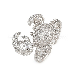 Brass Micro Pave Cubic Zirconia Cuff Rings&nbsp;RJEW-P167-02A-P