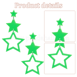 5 Pairs 5 Colors Hollow Star Acrylic Dangle Stud Earrings for Woman&nbsp;EJEW-AN0004-10