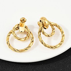 304 Stainless Steel Twist Double Ring Dangle Stud Earrings&nbsp;EJEW-K268-30G