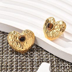 304 Stainless Steel Tiger Eye Stud Earrings&nbsp;EJEW-V016-03G