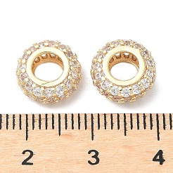 Brass Micro Pave Cubic Zirconia European Beads&nbsp;KK-A254-03B-G
