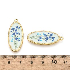 Printed Style 304 Stainless Steel Oval with Flower Pattern Pendants&nbsp;STAS-T071-27A-G