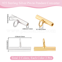 4Pcs 2 Colors 925 Sterling Silver Pin to Pendant Converter&nbsp;STER-BBC0009-17A