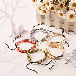 Handmade Polymer Clay Beads Nylon Thread Braided Bead Bracelets&nbsp;BJEW-JB06626