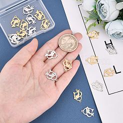 24Pcs 4 Style 201 Stainless Steel Hollow Pendants&nbsp;STAS-UN0029-99