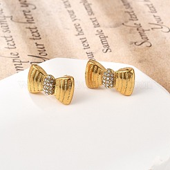 304 Stainless Steel Micro Pave Clear Cubic Zirconia Stud Earrings&nbsp;EJEW-I318-01G-02