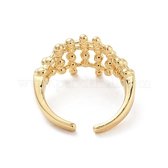 Hollow Tartan Round Brass  Open Cuff Ring for Women&nbsp;RJEW-Z055-05G-03