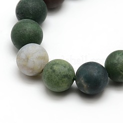 Frosted Natural Indian Agate Round Bead Strands&nbsp;LS-G-M063-10mm-01