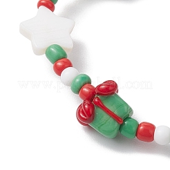 Christmas Theme Glass Beaded Stretch Bracelets&nbsp;BJEW-TA00531