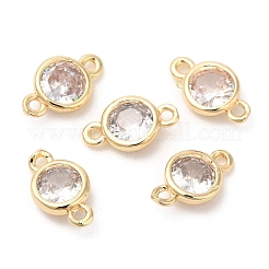 Eco-Friendly Rack Plating Brass Pave Clear Cubic Zirconia Connector Charms&nbsp;KK-A186-06LG