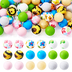 54Pcs 9 Styles Round Food Grade Eco-Friendly Silicone Beads&nbsp;SIL-TA0002-63